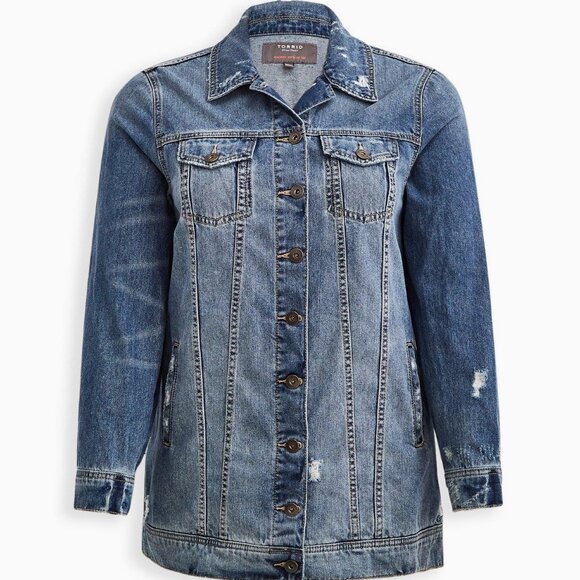NWT Torrid Medium Wash Longline Denim Jacket size 1X - Picture 3 of 4